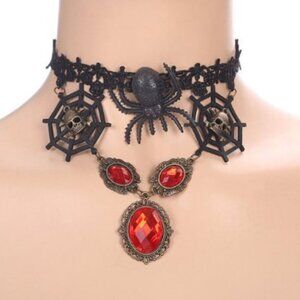 GOTH SPIDER LACE CHOKER NECKLACE HOLIDAY COSPLAY